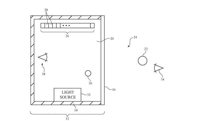 An example 'room' giving an idea of how a narrow band light source could illuminate the area privately just for passengers.