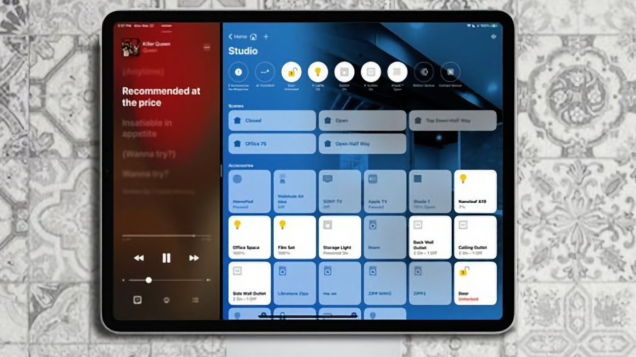 A mockup of what an Apple home hub device could look like.